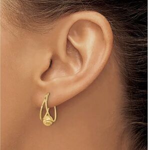 14 karat gold hoop, Erin with textured ball